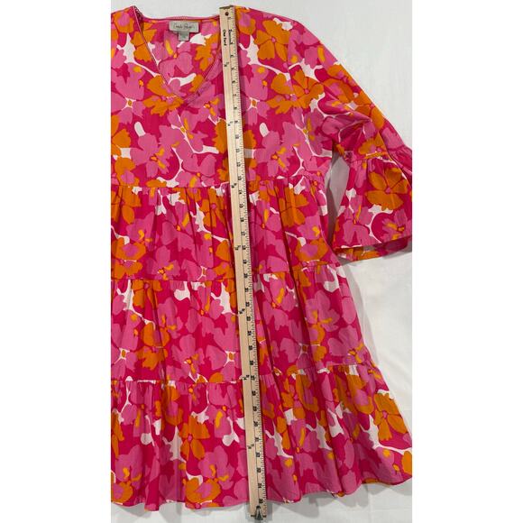 Charlie Paige Floral Dress Pink and Orange Size Large (042) - Picture 8 of 10